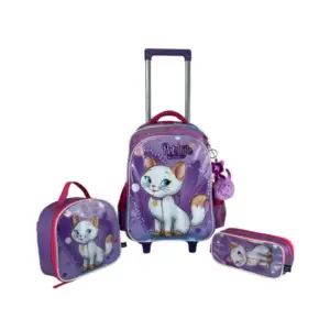 Kit Escolar Infantil Gatinha Mia 3 Peças Santino