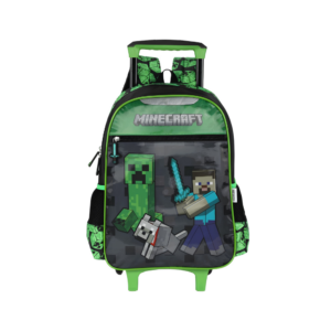 Mochila com Rodas Minecraft Steve Creeper Preto | Oficial